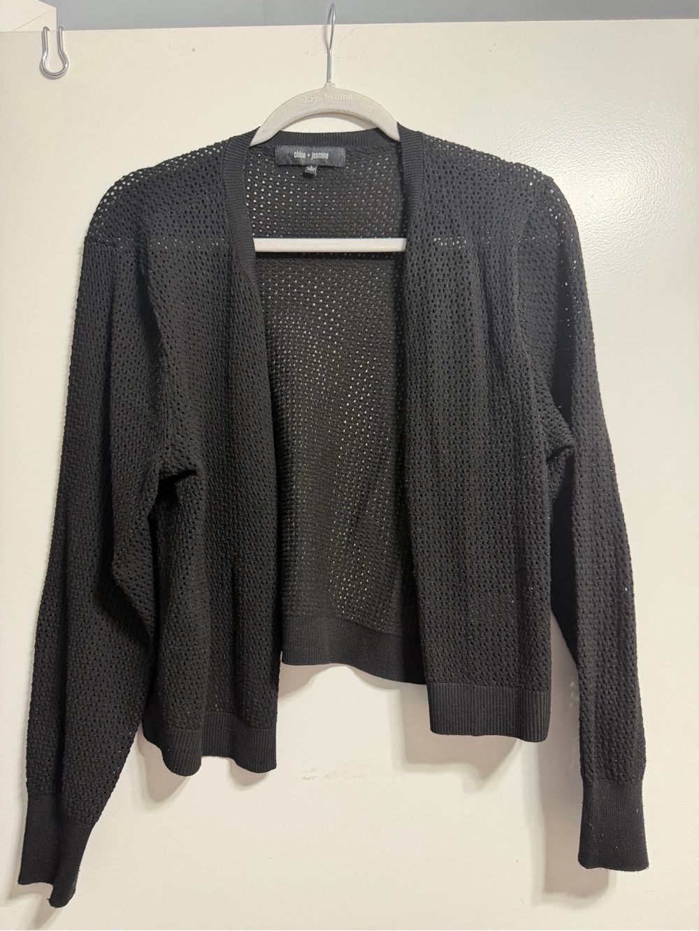 Black Open-Knit Cardigan Sweater - Unbranded